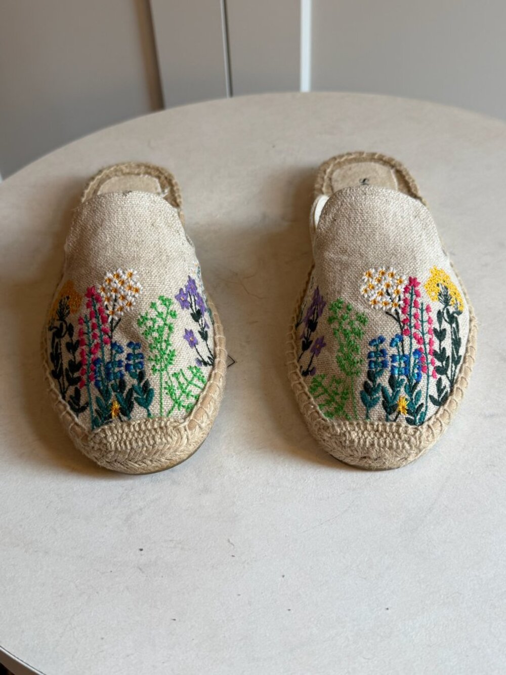 Soludos Floral Embroidered Espadrille Mule Slides Size 8